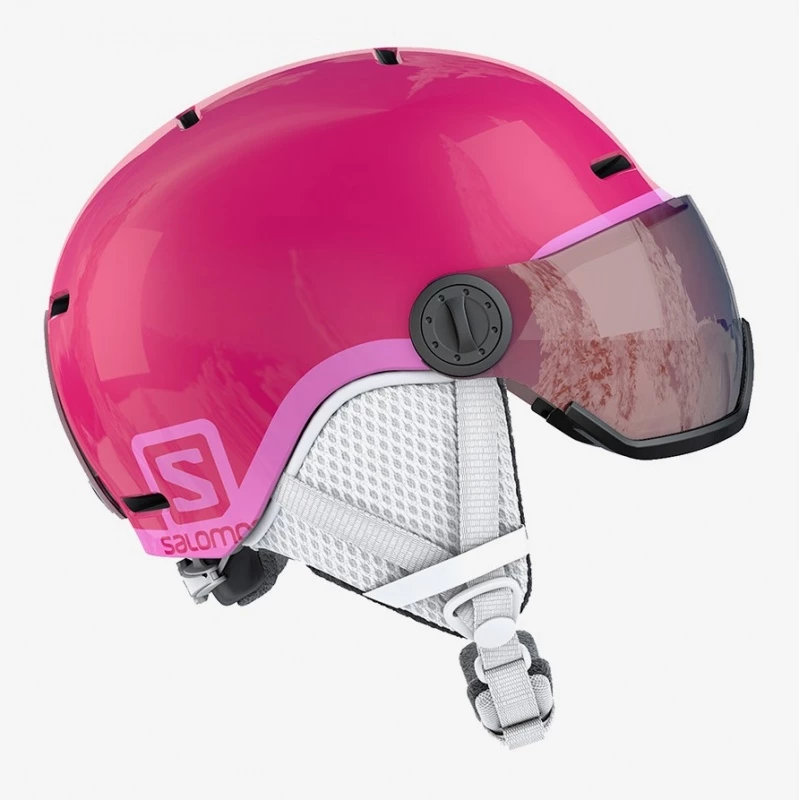 Casque De Ski Salomon GROM VISOR Glossy Pink 3 Casque De Ski Salomon GROM VISOR Glossy Pink